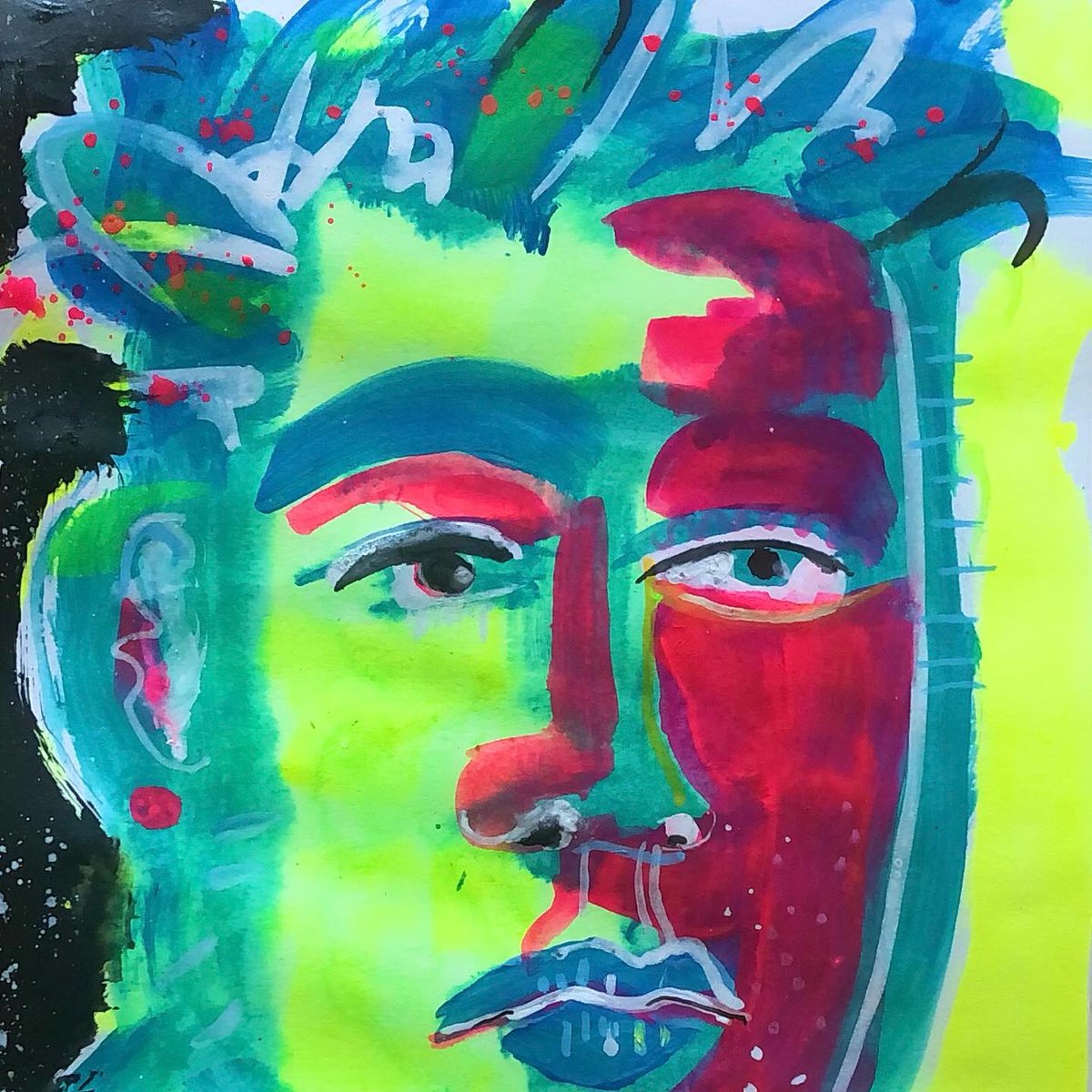 KateMLArtwork's tweet photo. ‘Two faced’ mixed media on paper. #art #figurative #impressionism #colorfulfaces https://t.co/nZ78DphVTJ
