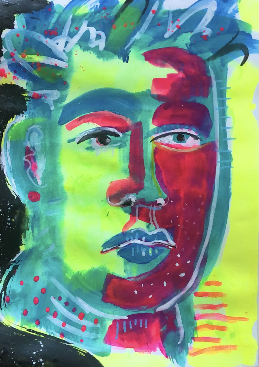 KateMLArtwork's tweet photo. ‘Two faced’ mixed media on paper. #art #figurative #impressionism #colorfulfaces https://t.co/nZ78DphVTJ