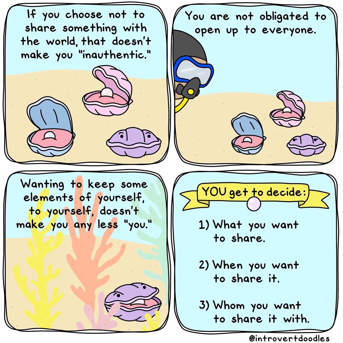 IntrovertDoodle's tweet image. The world is not entitled to all of you. Share as much—or as little—as YOU want to 💕