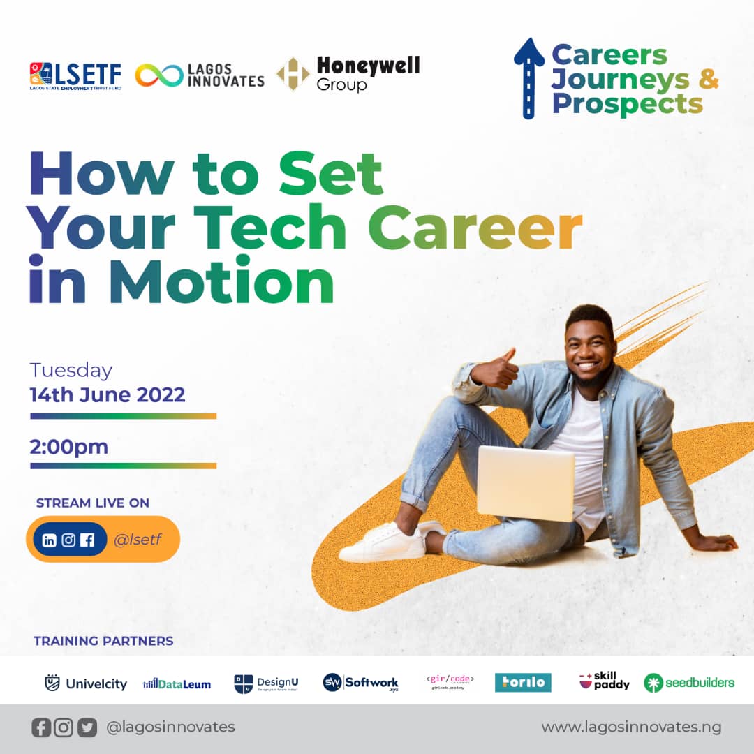 LSETF's tweet photo. We're kicking it off with a session on the opportunities in the tech space! π
If you've been wondering how to get into tech, this is for you! We'll be LIVE with some of our training partners.
Join us at 2:00 pm tomorrow & invite your friends.
#LSETF #Lagosinnovates #LSETFxHGL https://t.co/rTFfaAiS52
