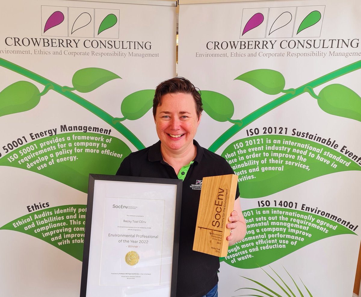 CrowberryEnergy's tweet photo. Thank you to @SocEnv_HQ for my certificate and eco friendly award for Environmental Professional of the Year 2022!
@iemanet @maryrfinnegan @Pinklinkladies @WEConnectEurope @FSB_Voice
#professional #environmentalmanager https://t.co/ia4HVTW38i