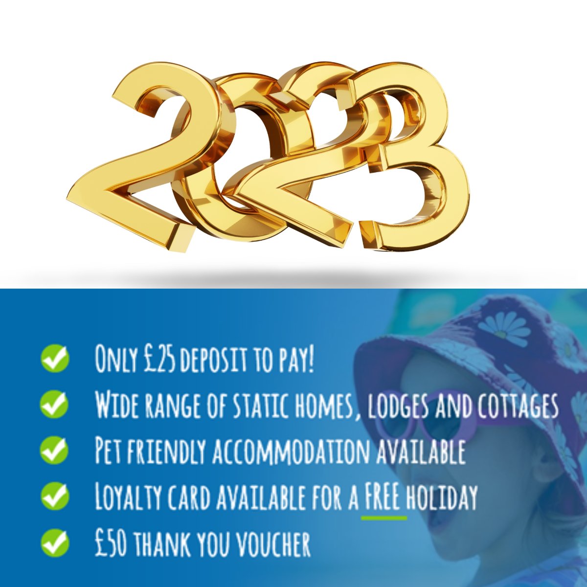 🟡Book now for 2023
🟢£25 deposit 
🟠 Take your pick! Booking early means that you can find a holiday that perfectly suits your needs! #2023 #2023holidays #lowdeposit #familyholiday #2023uk #earlybird #spring2023 #summer2023 #autumn2023 #familybreak #lowdeposits #britishbreaks