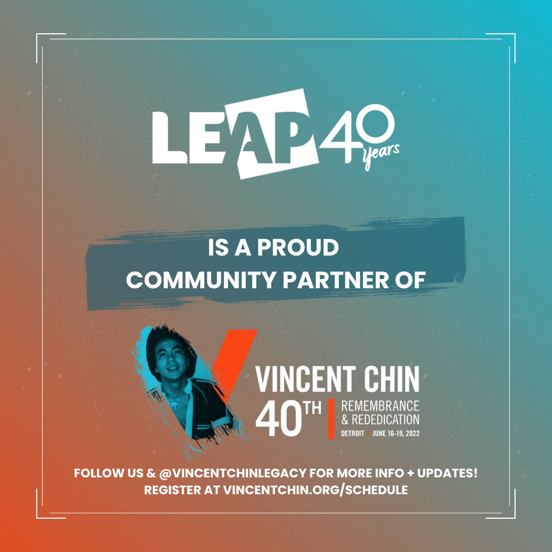 We are proud to be a Community Partner of the Vincent Chin 40th Remembrance &amp; Rededication. Follow <a href="/vincentchinlgcy/">Vincent Chin Institute</a> to get the latest details on the events in Detroit and virtually from June 16-19. #VincentChin40 #RememberingVincentChin #VincentChinMomentToAAPIMovement