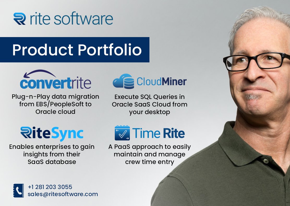 rite_software's tweet image. Choose Rite Products for your cloud migration journey.
Learn More. bit.ly/3NQzsOm
#DataMigration #Dataquery #OracleCloud #RiteSoftware