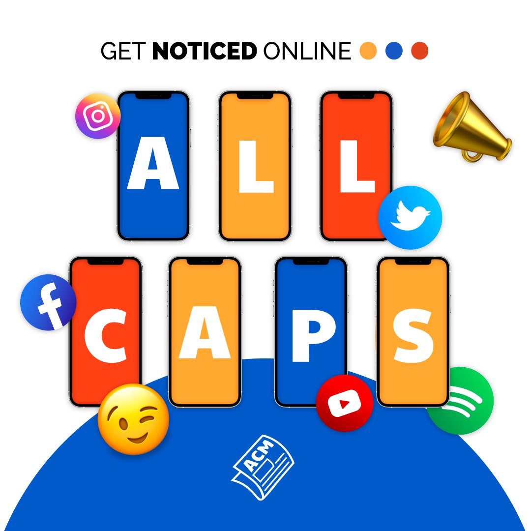 allcapsmedia's tweet image. Whether you’re a small business owner, an entrepreneur, or a large business, we can help your brand gain serious exposure. 📈 

Let ALL CAPS MEDIA guide you towards online media success today!💪

#AllCapsMedia #ACM #Marketing #Design #SEO #Video #Photography #SocialMediaMarketing