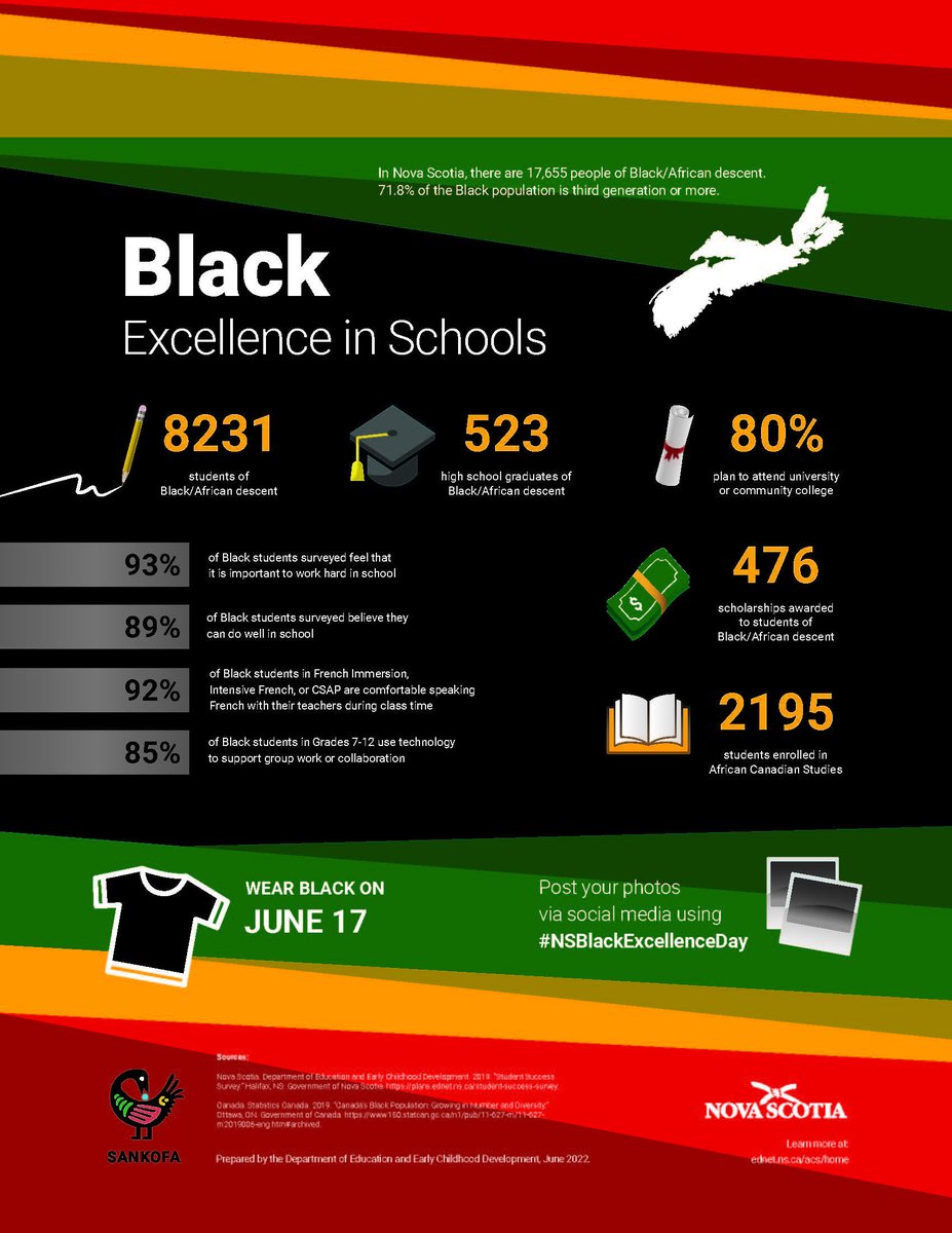 On Friday, June 17th, Nova Scotia’s public schools are celebrating the first ever Black Excellence Day. We invite everyone to wear black shirts this Friday to show unity and support for the success of Black students. #NSBlackExcellenceDay