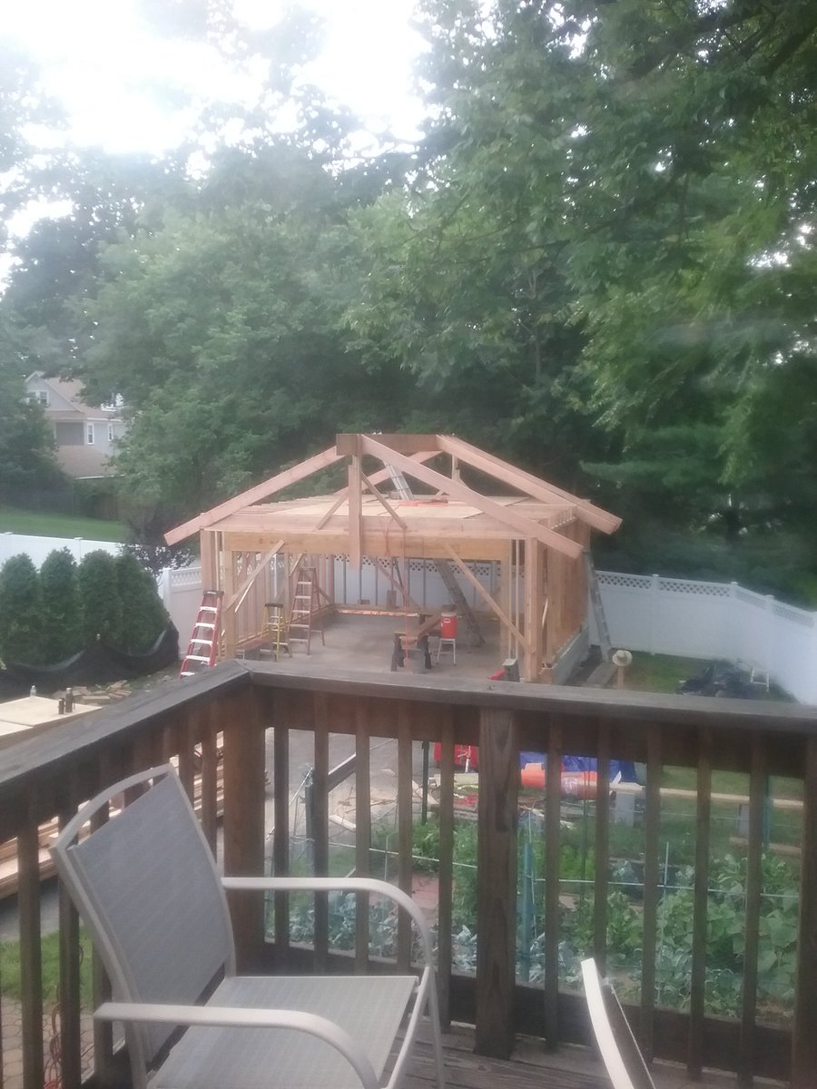 ballbuilders's tweet image. Before and after. Complete demo and rebuild with 16 ft by 8 ft door for full size SUV.