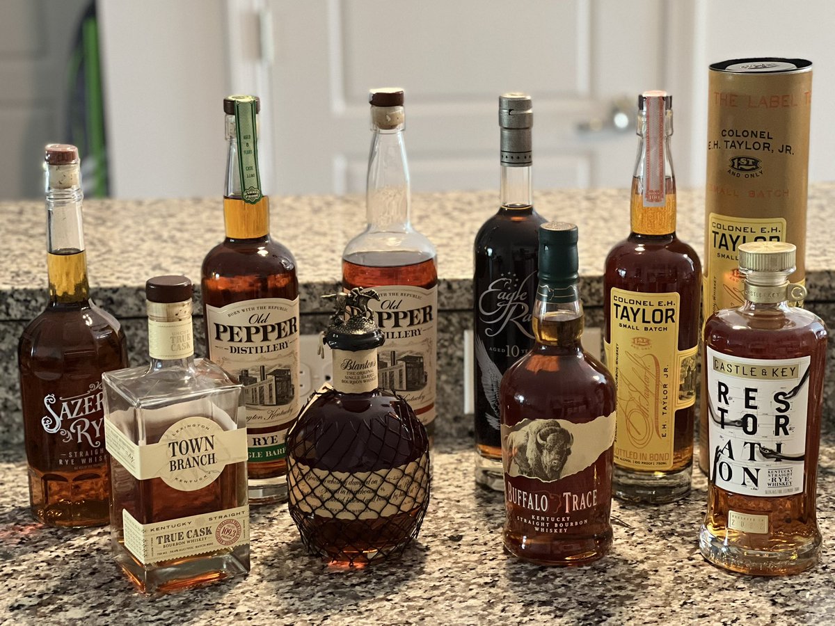TylerChesney's tweet photo. When in Kentucky, you better load up on rare bourbons.@BuffaloTrace @JamesEPepper @BlantonsBourbon @eaglerarelife @sazeracrye @castleandkey https://t.co/PVeXjVUnjI