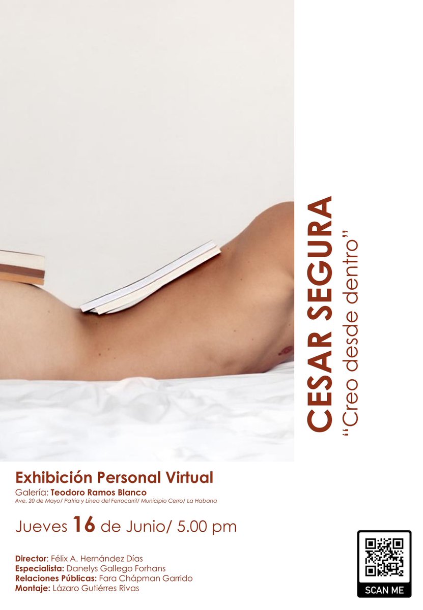 caessus's tweet photo. "El altar"

CESAR SEGURA
"Creo desde dentro"

Exhibición Personal Virtual

Galería: Teodoro Ramos Blanco
Ave. 20 de Mayo/ Patria y Línea del Ferrocarril/ Municipio
Cerro/La Habana
Jueves 16 de Junio/ 5.00 pm https://t.co/CnGUnuqoEo