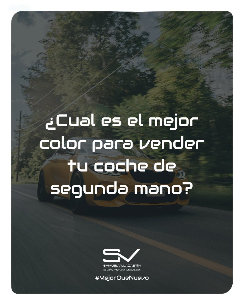 TallerSamuelV's tweet photo. ¿Alguna vez has pensado que tu coche podría valer más dinero cuando le vendas si le eliges de un color? Pues así es😲 Te contamos que color es el que mejor 👉https://t.co/HtATsQaRFj 👌 Y si no es el tuyo, tranquil@ siempre puedes cambiarlo en nuestro taller😉 #TSV #MejorQueNuevo https://t.co/aTlGOGNt7u
