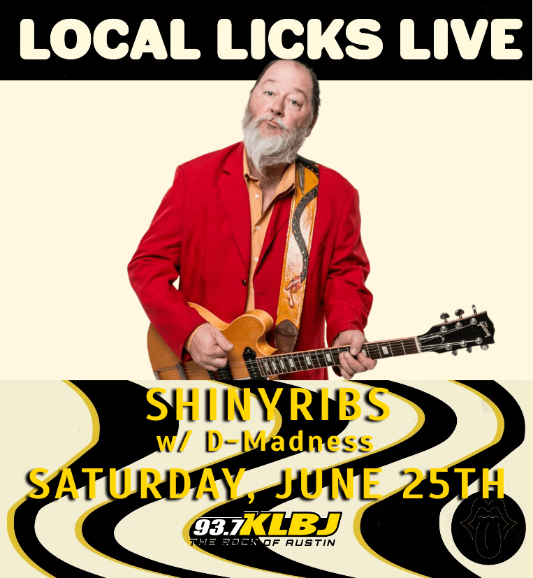 KLBJ937's tweet photo. KLBJ invites you to join @Loris_Lowe for our next #LocalLicksLive concert! Catch @Shinyribs on Saturday, June 25th for an evening of good rockin' vibes with Austin's D-Madness opening the night. Local Licks is supported by @TitosVodka #ad https://t.co/JEaJiaFmjB https://t.co/HLBR3Q54S0
