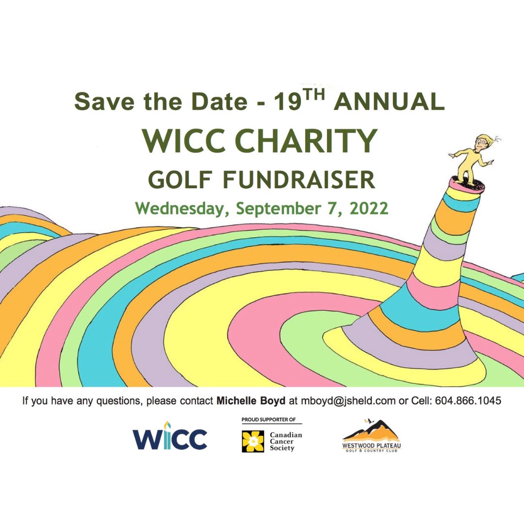 WICCBC's tweet photo. Save The Date 🗓 for our 19th Annual WICC Charity Golf Fundraiser on Wednesday, September 7th, 2022 in support of @cancersociety @cancersocietybc! 🏌️‍♀️⛳️🏌️‍♂️Tickets and Sponsorship on sale &amp; available today via the link: https://t.co/K2ov1H3bQ5 
@WestwoodPlateau #WICC #PICKWICC #CCS https://t.co/2U94W65jim