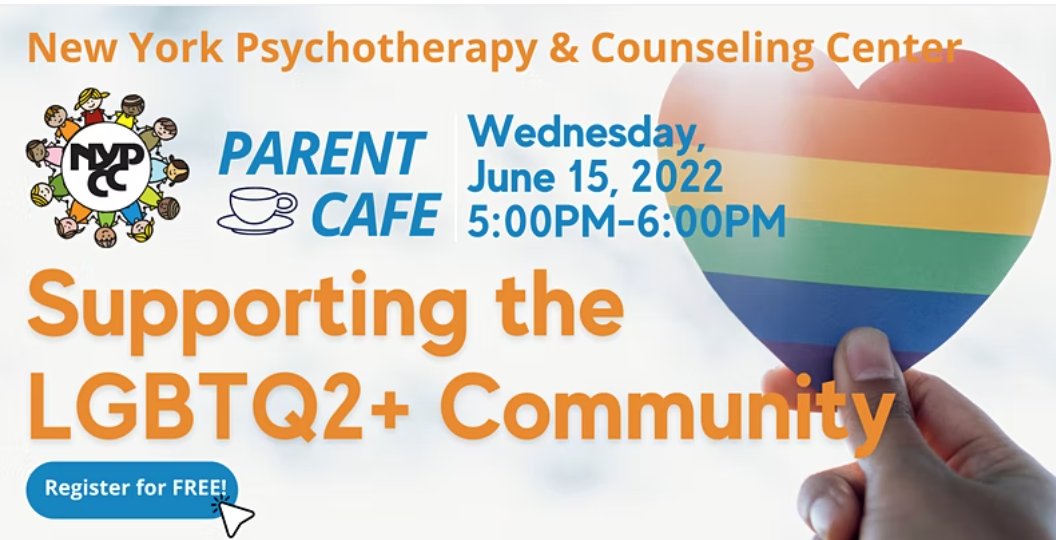 Join the Parent Cafe during Pride Month and learn effective ways to support the LGBTQ2+ community and learn how to have meaningful conversations. 

Sign up here: bit.ly/3xsXYOL