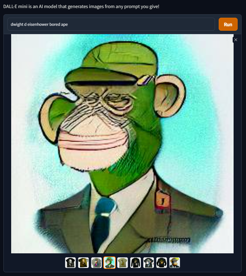 AIshitposting's tweet photo. dwight d eisenhower bored ape https://t.co/q0viU3raSy