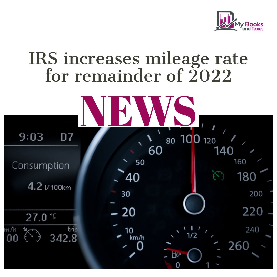 mybooksntaxes's tweet photo. Good News! “For the final 6 months of 2022, the standard mileage rate for business travel will be 62.5 cents per mile, up 4 cents from the rate effective at the start of the year.”
#News #MileageRate #MileageReimbursement #Reimbursement https://t.co/qgtRpHO76F