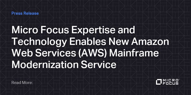 .<a href="/MicroFocus/">Micro Focus</a> is a key partner in the new AWS Mainframe Modernization service that supports complex mainframe modernization projects. Read the press release announcing the general availability of AWS Mainframe Modernization... #MyMicroFocus bit.ly/3zAs8lC