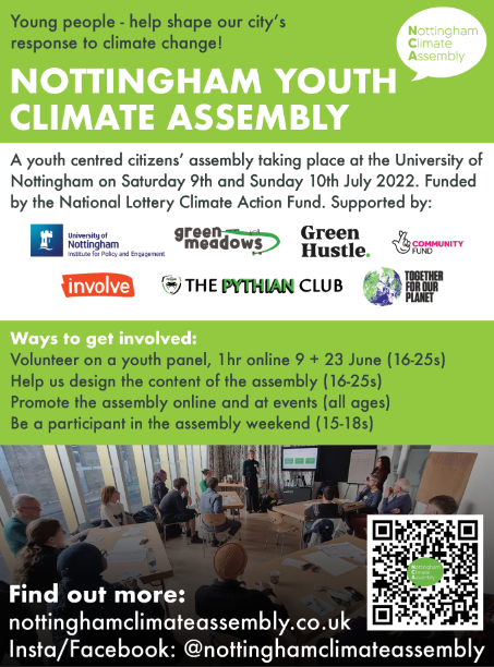 CANotts's tweet photo. It's the final countdown to sign up to participate for Nottingham Youth Climate Assembly weekend 2022 - 9th and 10th July

Fully funded places filling fast. Deadline to register: 17th June

Don't miss out. Register here for your free place: https://t.co/4iPaKOxzZX https://t.co/UXqEIepWyN