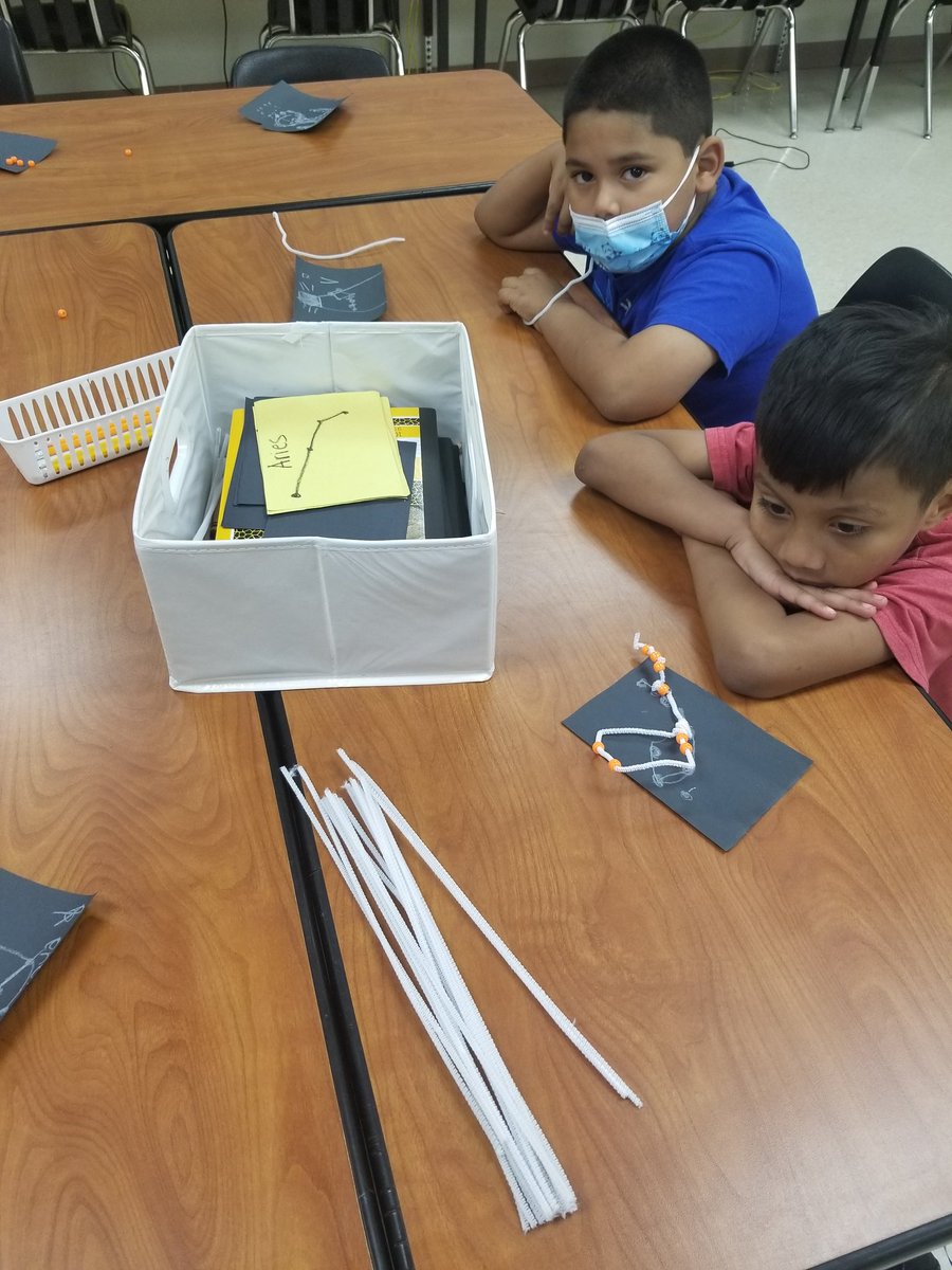 NMBailey713's tweet photo. Last week our astronomers designed and named their constellations. This week, they are building their constellations using pipe cleaners and beads. #IntoTheFuture @IntotheFuture22 #CampMarcella2022 https://t.co/gRQ2fx3SFv