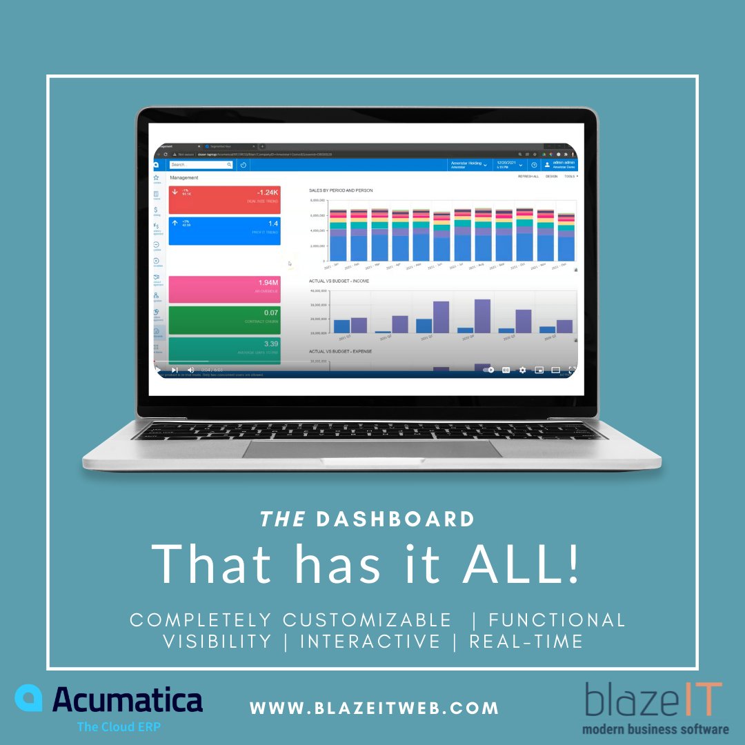 If you are not currently utilizing a dashboard for your company's everyday operations, you need to make the move to a new system. THE <a href="/acumatica/">Acumatica</a> dashboard has it ALL! 

#blazeIT #acumatica #dashboard #ERP #cloud #maunufacturing #distribution #organized #foryou #foryoupage #houtx