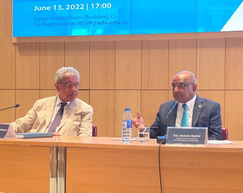 UN_PGA's tweet photo. Interacted with the student body & representatives of Non-Aligned Movement Youth Network at @ADAUniversity.
Thanks to University Rector, Amb Hafiz Pashayev for hosting the event.
#OPGA team member, Rovshan Safarov, is a proud alumnus of ADA.
Remarks👉https://t.co/xl4bUrCegT https://t.co/Quh8AZpJC9