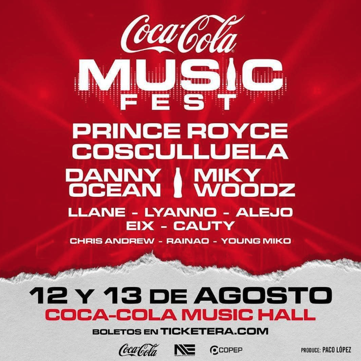 saludycultura's tweet photo. REUNIÓN DE GRANDES ARTISTAS EN EL “COCA-COLA MUSIC FEST”
Este prestigioso festival musical, reunirá a grandes artistas como #PrinceRoyce, #Cosculluela, #DannyOcean, #MikyWoodz, #Llane, #Lyano, #Alejo, #Eix, #Cauty, #ChrisAndrew, #Raino y #YoungMiko. https://t.co/VzMHnggh0W