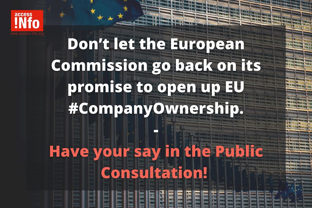 📝 Act Now! Have your say on EU #CompanyOwnership transparency! <a href="/Access_Info/">Access Info Europe</a> and several CSOs provide guidance on how to participate in the public consultation.
📅 Deadline: 21 June 2022
All the info here: access-info.org/2022-06-13/act…