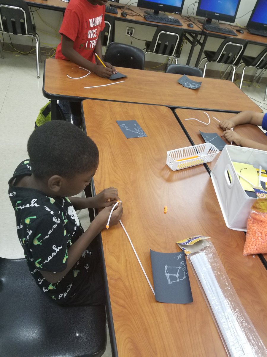 NMBailey713's tweet photo. Last week our astronomers designed and named their constellations. This week, they are building their constellations using pipe cleaners and beads. #IntoTheFuture @IntotheFuture22 #CampMarcella2022 https://t.co/8hCwyTOrSN