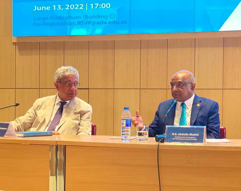 abdulla_shahid's tweet photo. Interacted with the student body & representatives of Non-Aligned Movement Youth Network at @ADAUniversity.
Thanks to University Rector, Amb Hafiz Pashayev for hosting the event.
#OPGA team member, Rovshan Safarov, is a proud alumnus of ADA.
Remarks👉https://t.co/ejhmpzy85x https://t.co/6ouwEtyICi