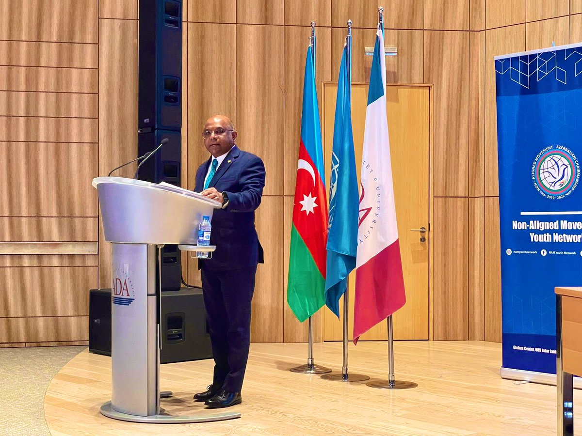 abdulla_shahid's tweet photo. Interacted with the student body & representatives of Non-Aligned Movement Youth Network at @ADAUniversity.
Thanks to University Rector, Amb Hafiz Pashayev for hosting the event.
#OPGA team member, Rovshan Safarov, is a proud alumnus of ADA.
Remarks👉https://t.co/ejhmpzy85x https://t.co/6ouwEtyICi