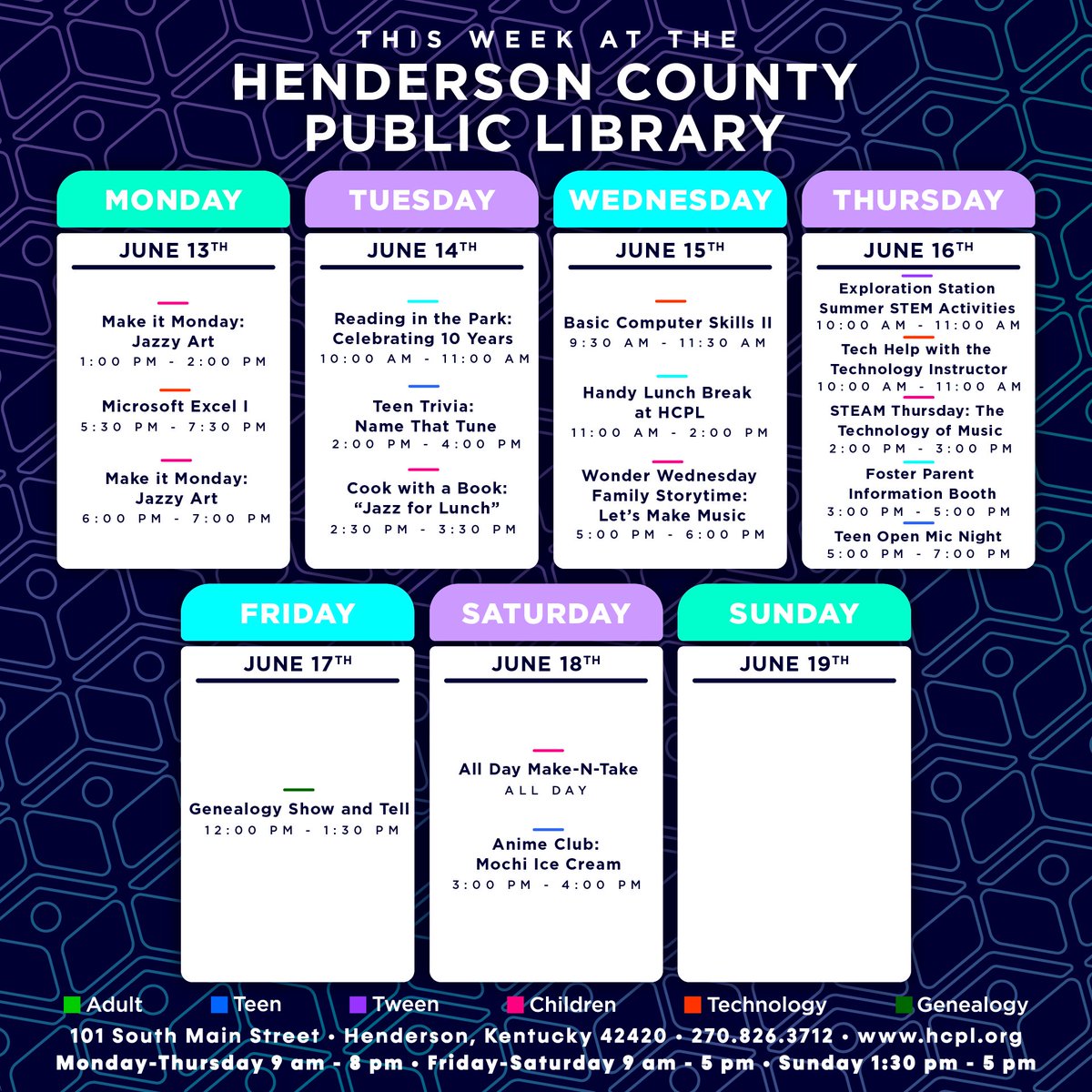 hcplky's tweet photo. Handy Fest Week is finally here and we have another fun-packed week prepared for our patrons! 😁 Don't forget we are hosting Jesse Moore for Handy Lunch Break on Wednesday, June 15th, from 11 AM-2 PM! So come by, visit one of the food trucks and enjoy some great music with us! 🎺 https://t.co/O07R3wia0l