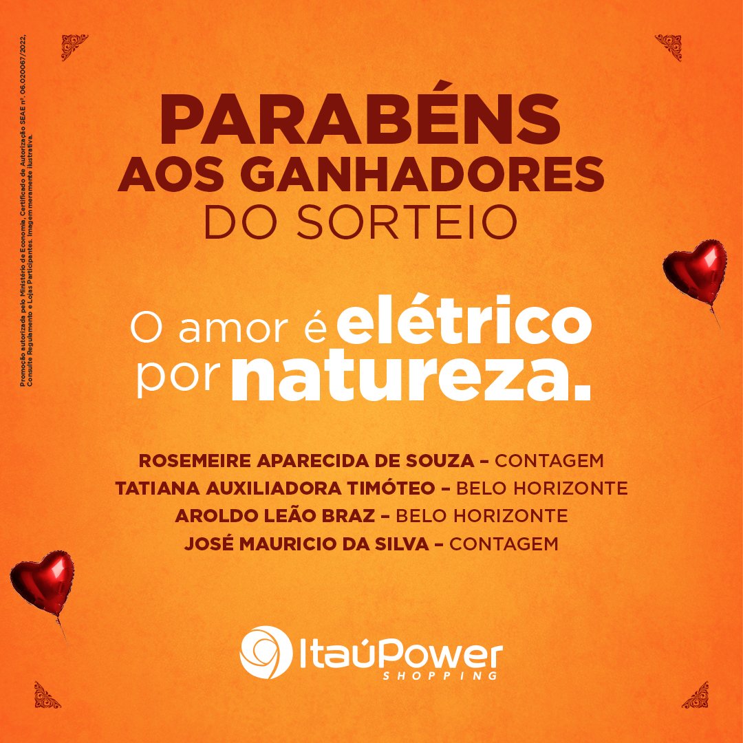Esses são os felizardos que agora vão andar de bike elétrica no maior charme 🚲🧡 Parabéns!! E obrigado a todos que participaram da nossa promoção de Dia dos Namorados.