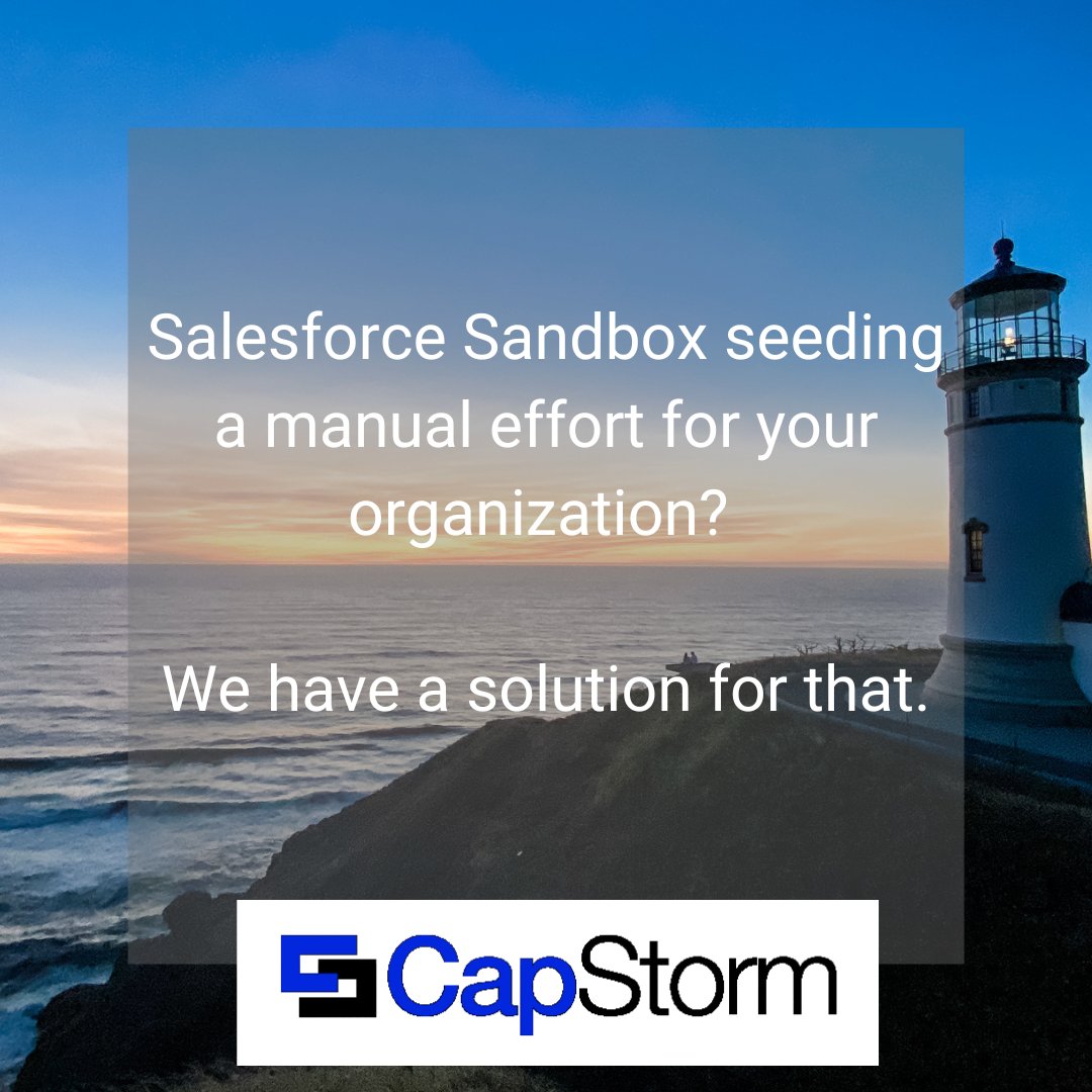 Capstorm_LLC's tweet photo. Wasting precious time and money on sandbox seeding? Level up your DevOps with our "Set it and Forget it" solutions. Learn more: https://t.co/M0rAy0lcTu #salesforce #devOps #sandboxseeding #salesforcepartners https://t.co/OgddROX9q3