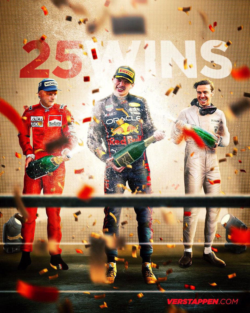Max Verstappen recorded his 25th race win in Formula 1 🏆🤩

Equaling the likes of Niki Lauda &amp; Jim Clark on all time wins 👏

#KeepPushing #UnleashTheLion