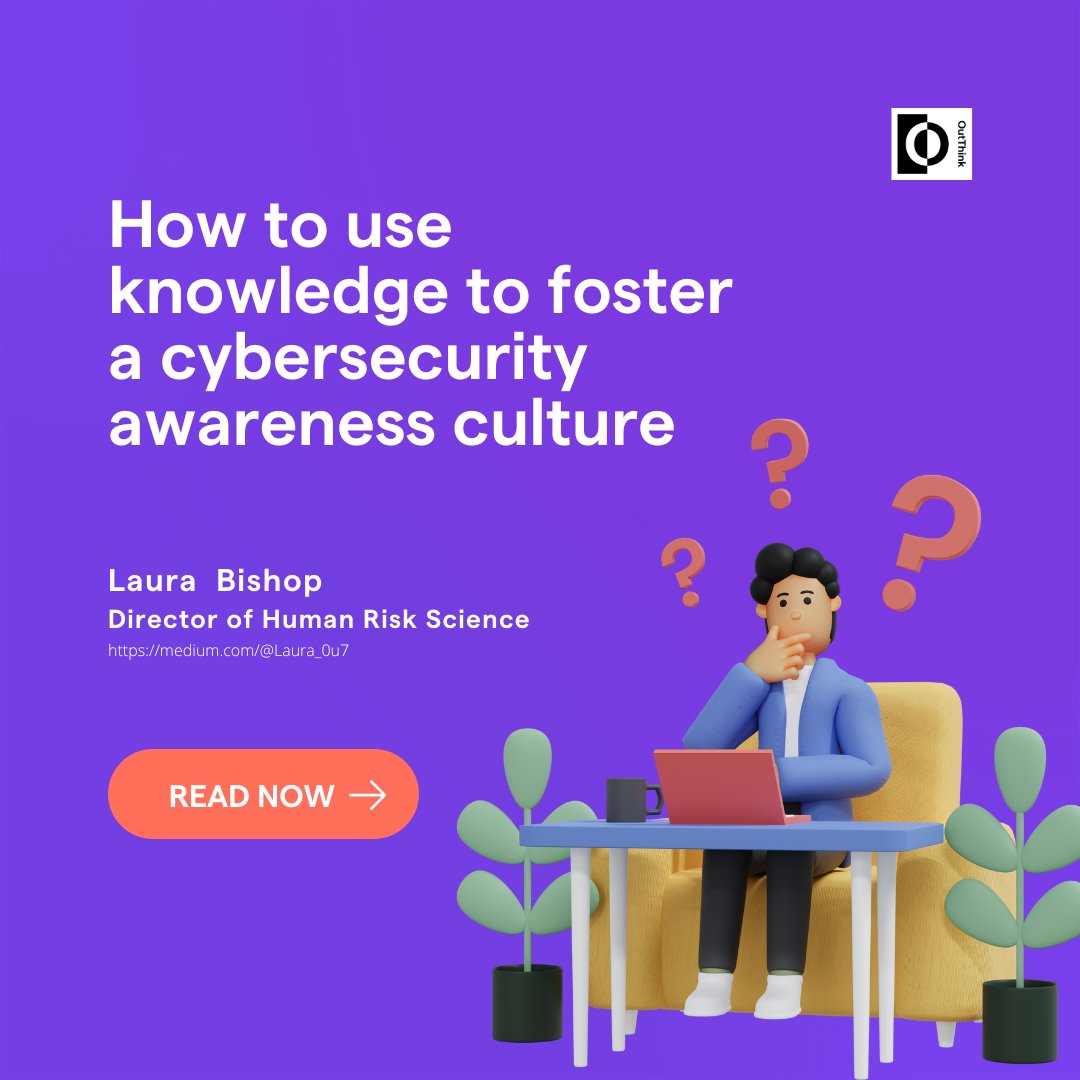How to use knowledge to foster a cybersecurity awareness culture. Click below to read my latest article. 

medium.com/@Laura_0u7/how…

#cybersecurity #cybersecurityawareness #ciso #informationtechnology #infosec #humanriskmanagement #outthink