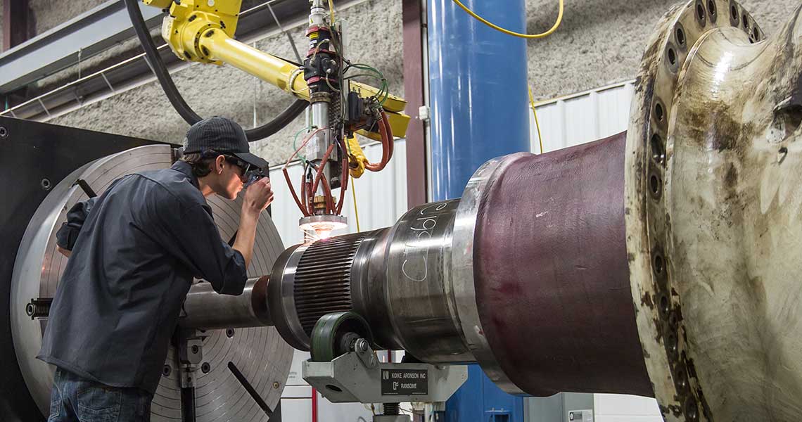 HeatAlberta's tweet photo. #ApolloClad laser cladding can be applied to coal crushes and rollers for rebuilds and repairs instead of remanufacturing the rollers the cladding can be build up and re-machined to size. #AMC https://t.co/L1jDV2VAeY