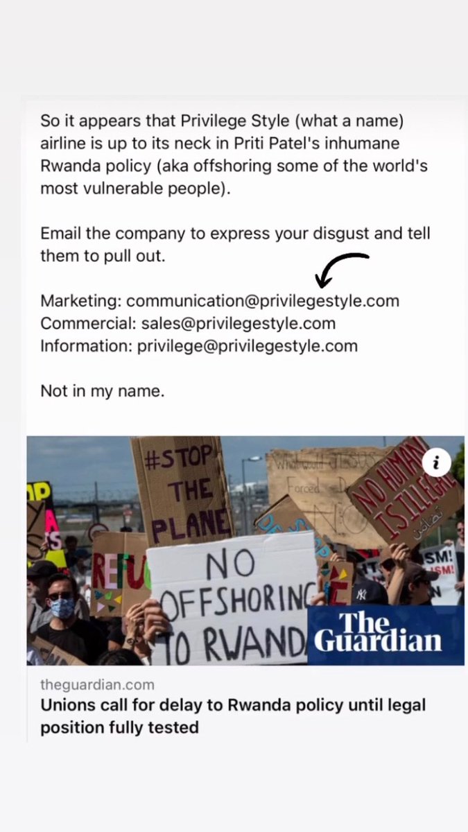 Want to do something about Rwanda flights? Why not email the airlines marketing team? Tell them what you think of them?

Communication@privilegestyle.com
 
(A satirist could not come up with this airlines name if they tried… ffs)