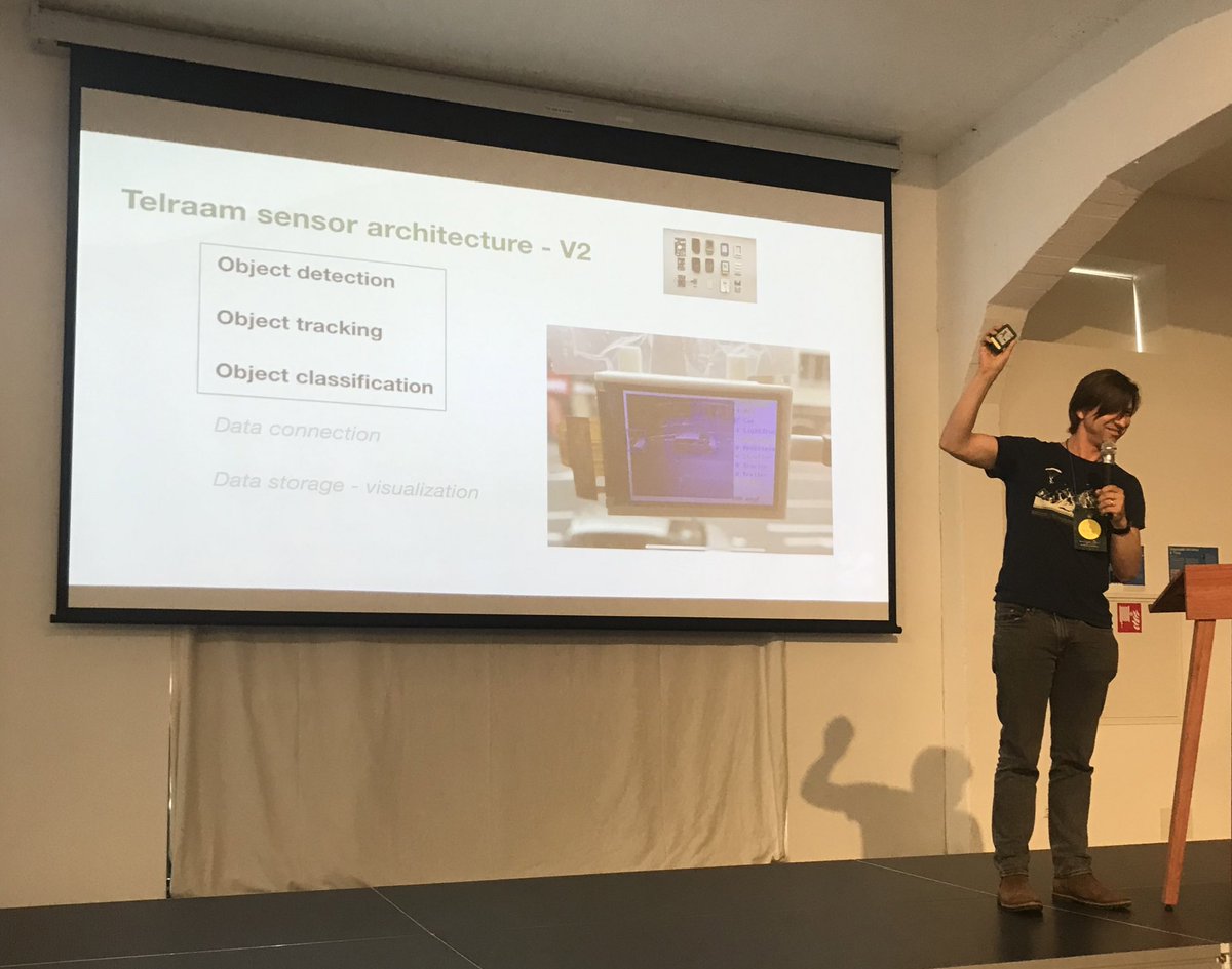 A 🌎 premiere as closing keynote of #ThingsCon22; Kris Vanherle from <a href="/TelraamTelraam/">Telraam</a> presented Telraam v2! He shared how this dumb/smart citizen traffic counter came to be and 3 valuable lessons they learned in keeping these AI powered camera devices trustworthy for all involved.