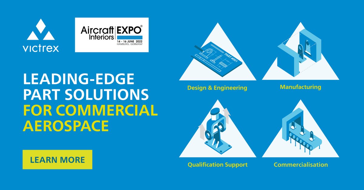 Helping accelerate commercialisation from design, optimisation, qualification, and throughout production with #VICTREX PEEK-based solutions. Talk to a Victrex expert at <a href="/aix_expo/">Aircraft Interiors Expo</a>,  Hall B6, Booth A95 or learn more: ow.ly/WZue50JqwNB #composites #AIXexpo