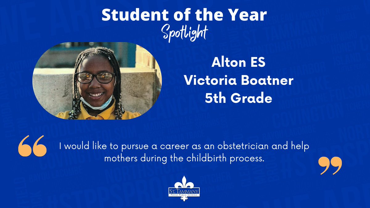 stppschools's tweet photo. ✏️ Student of the Year Spotlight 📚

Victoria from Alton Elementary enjoys doing volunteer work and peer tutoring to help her classmates.

#OneTeamSTPPS https://t.co/qM1QHQXF40