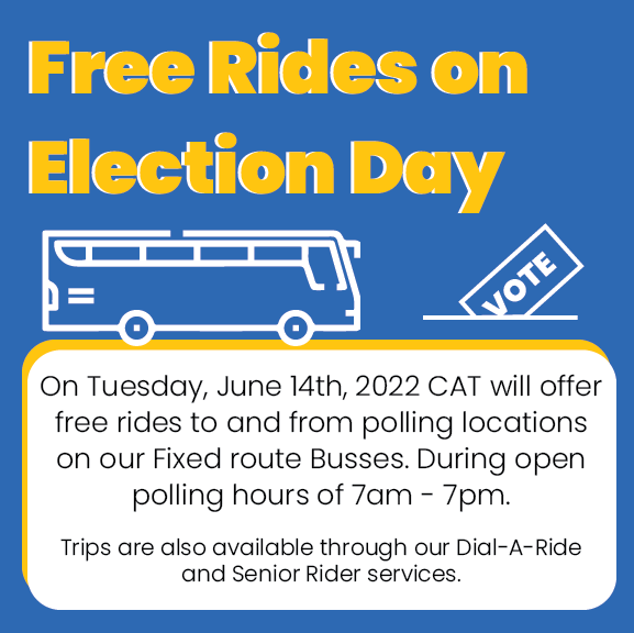 RideCATGF's tweet photo. Every vote matters that's why were offering a free round trip to polling locations across @GrandForksCity! On June 14th just let your driver know your on your way to vote and your fare is free. 🗳️🚌🆓 https://t.co/yHIBkEXgKl