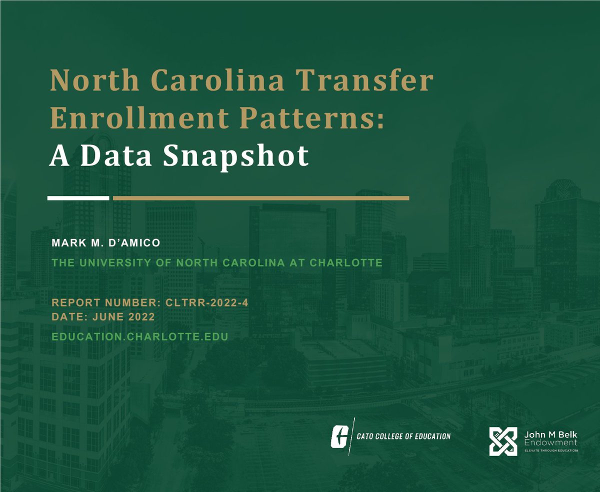 Mark D'Amico (@markmdamico) on Twitter photo New research briefs on CC-to-Univ transfer patterns and CC transfer advising in NC from our team at <a href="/CLT_COED/">UNC Charlotte Cato College of Education</a>. Thank you to the <a href="/BelkEndowment/">The John M. Belk Endowment</a> for support. <a href="/UNCC_HigherEd/">UNC Charlotte Higher Education Programs</a> @PHMillard <a href="/DrRyanMiller/">Ryan A. Miller</a>
tinyurl.com/CLTRR-2022-3
tinyurl.com/CLTRR-2022-4 New research briefs on CC-to-Univ transfer patterns and CC transfer advising in NC from our team at <a href="/CLT_COED/">UNC Charlotte Cato College of Education</a>. Thank you to the <a href="/BelkEndowment/">The John M. Belk Endowment</a> for support. <a href="/UNCC_HigherEd/">UNC Charlotte Higher Education Programs</a> @PHMillard <a href="/DrRyanMiller/">Ryan A. Miller</a>
tinyurl.com/CLTRR-2022-3
tinyurl.com/CLTRR-2022-4