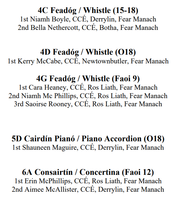 fermanaghcce's tweet photo. Fermanagh Fleadh 2022 Results:
#comhaltas #fermanaghfleadh https://t.co/Ukmj3LfKOj