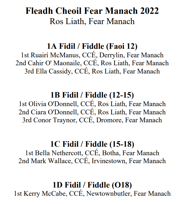 fermanaghcce's tweet photo. Fermanagh Fleadh 2022 Results:
#comhaltas #fermanaghfleadh https://t.co/Ukmj3LfKOj