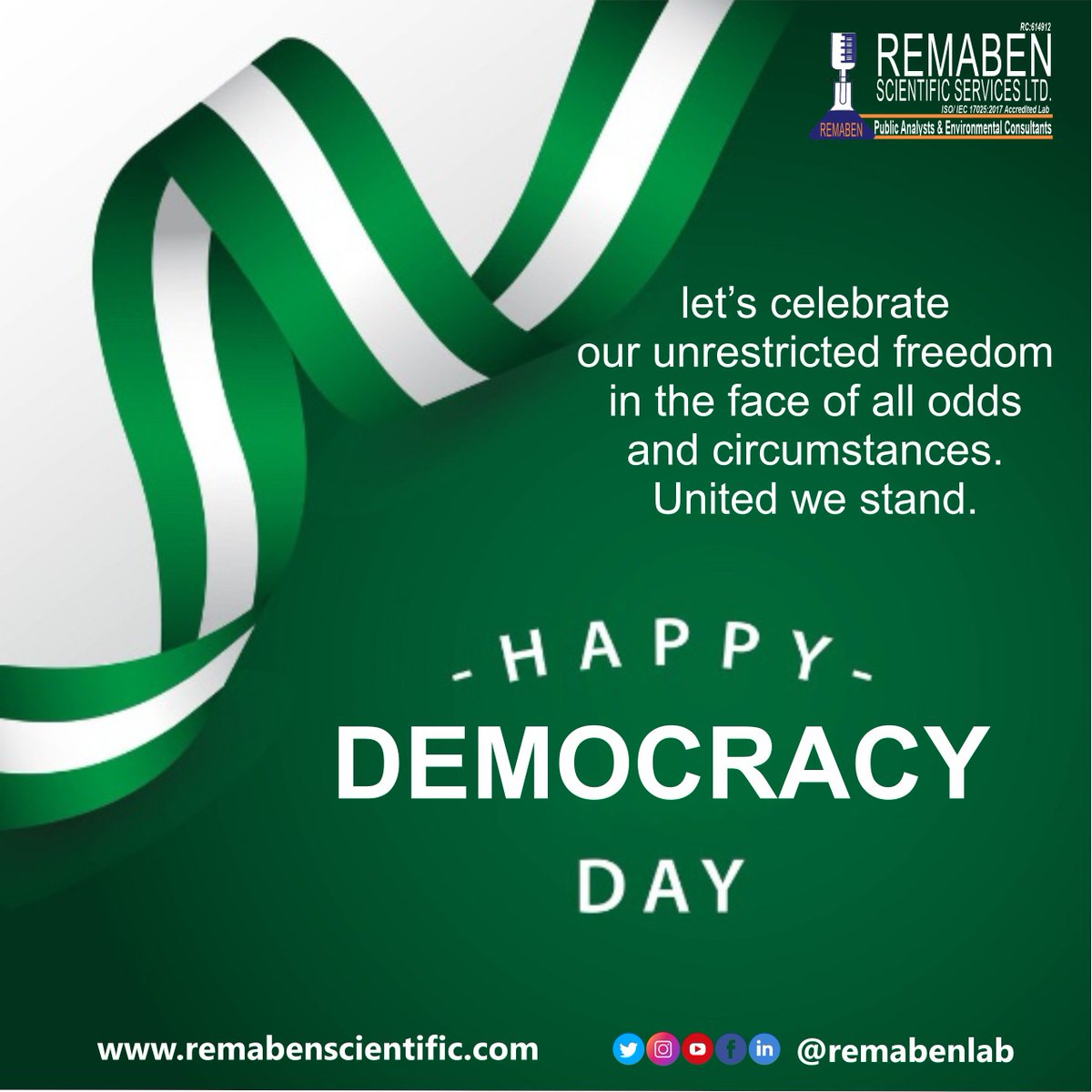 remabenlab's tweet photo. As we remember our fallen heroes, let’s celebrate our unrestricted freedom in the face of all odds and circumstances, united we stand. Happy Democracy Day!
#DemocracyDay #remabenlab #holidays #science https://t.co/BRoqkek5os