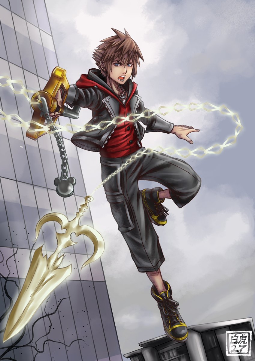 ByakkoArt's tweet image. I redrew the position of the chain several times thinking about what would look cool. Also, I reached 1000 followers! Thank you guys for all your support! #sora #kingdomhearts #kingdomhearts4 #kingdomheartsiv #illustration #art #drawing #SquareEnix #fanart