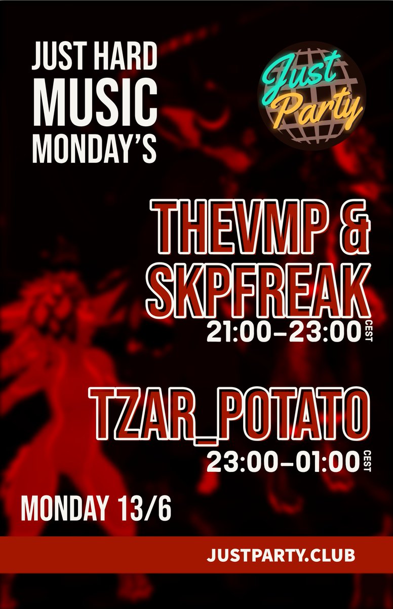 Tonight we got some hard music from @TheVmpVRC @SkpFreak and @TZAR_POTATO make sure to get your waters ready!
