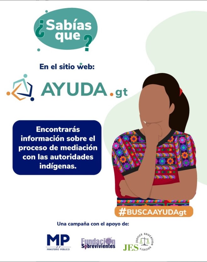 BuscaAyudaGt's tweet photo. Sabías qué, en el sitio web https://t.co/gSXB0rUWhq encontrarás información sobre el proceso de mediación con las autoridades indígenas.

#BuscaAyuda
#AyudaGt
#BuscaAyudaGt
@MPguatemala https://t.co/pWS9ohQhAE