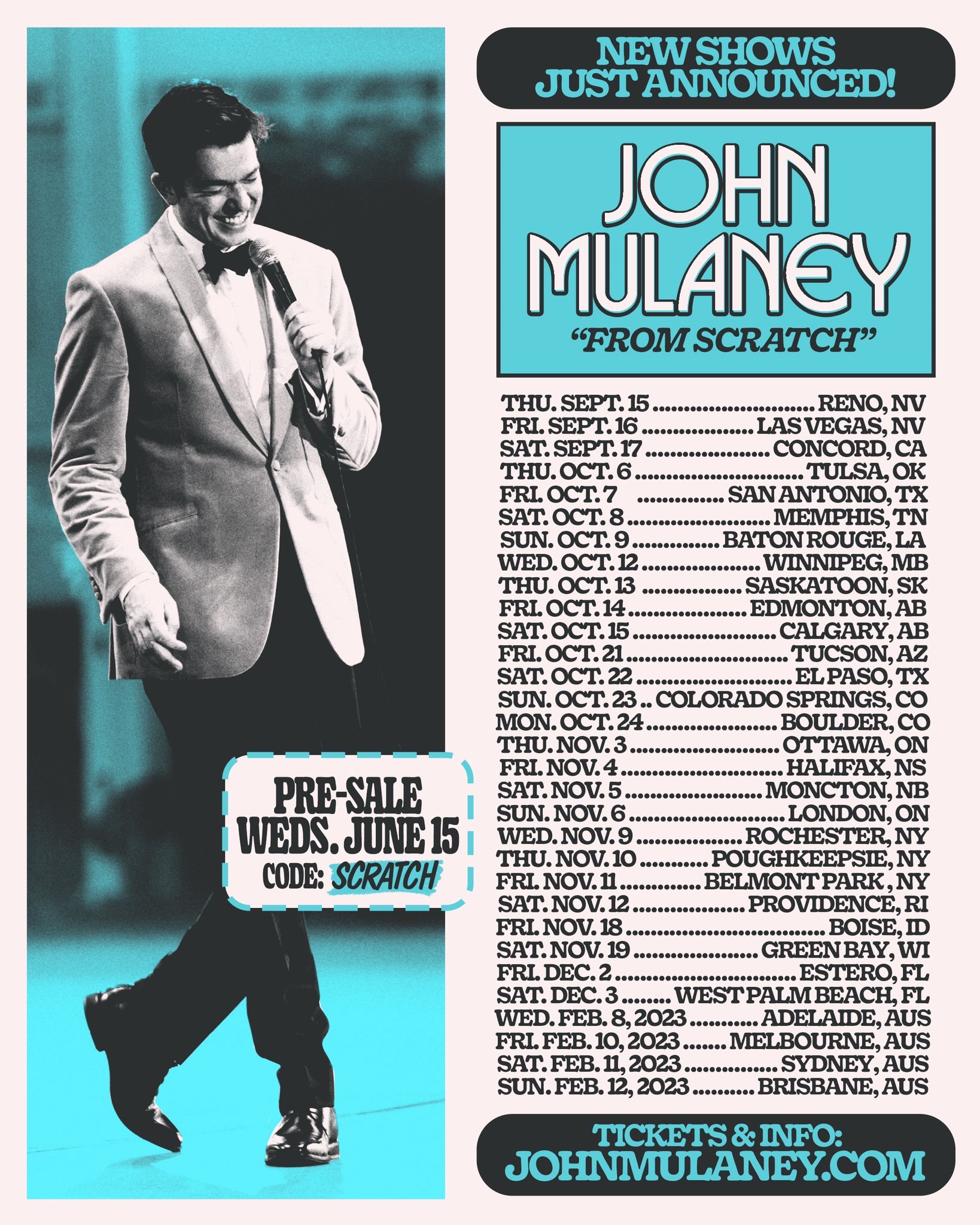 John Mulaney on Twitter "New tour dates just announced including US, Canada and Australia. Pre