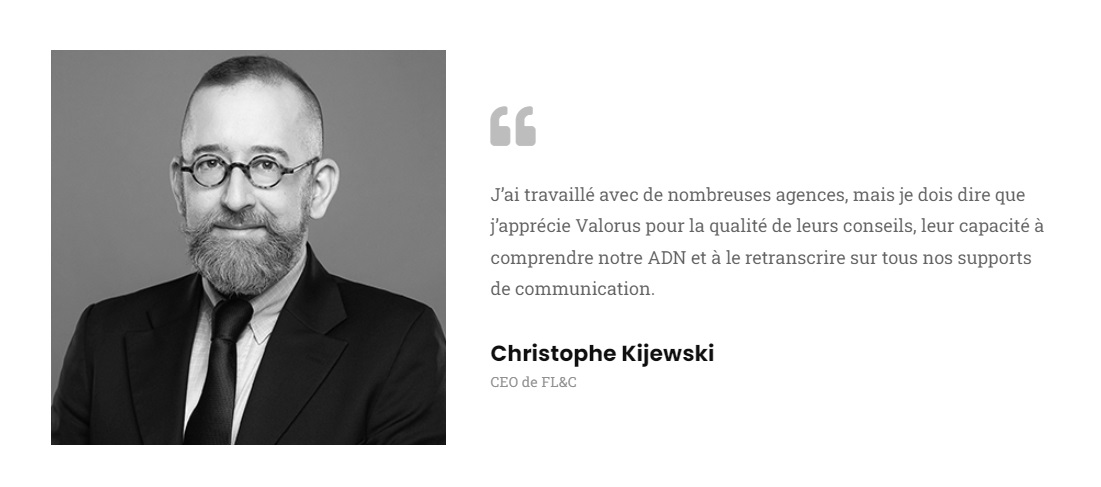 ValorusGroup's tweet photo. Merci à Christophe Kijewski, CEO de FL&C et à tous nos clients pour leur confiance. 🙏 Découvrez celles et ceux qui croient en #Valorus sur https://t.co/C7f4CTeZFh et vous aussi faites partie de notre team de clients heureux. 🤞👌👍 https://t.co/KuvkLusIcB