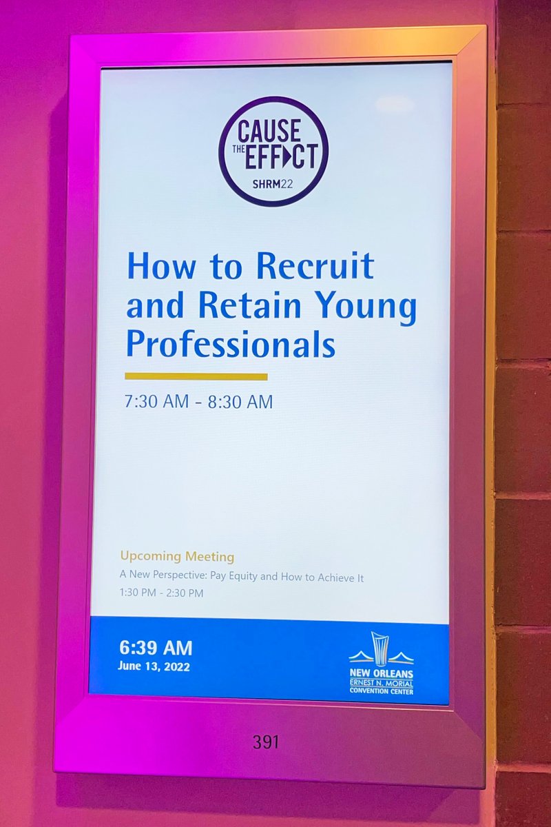 kimades's tweet photo. Thank you to the super engaged audience who joined my "How to Recruit and Retain Young Professionals" session at #SHRM22 this morning! Can't wait to do it all again tomorrow (Tuesday) at 2:00pm

https://t.co/Yf6tJ7x3NR

#SHRM #speaker #recruitment #retention #youngprofessionals https://t.co/HWJ563B9JX